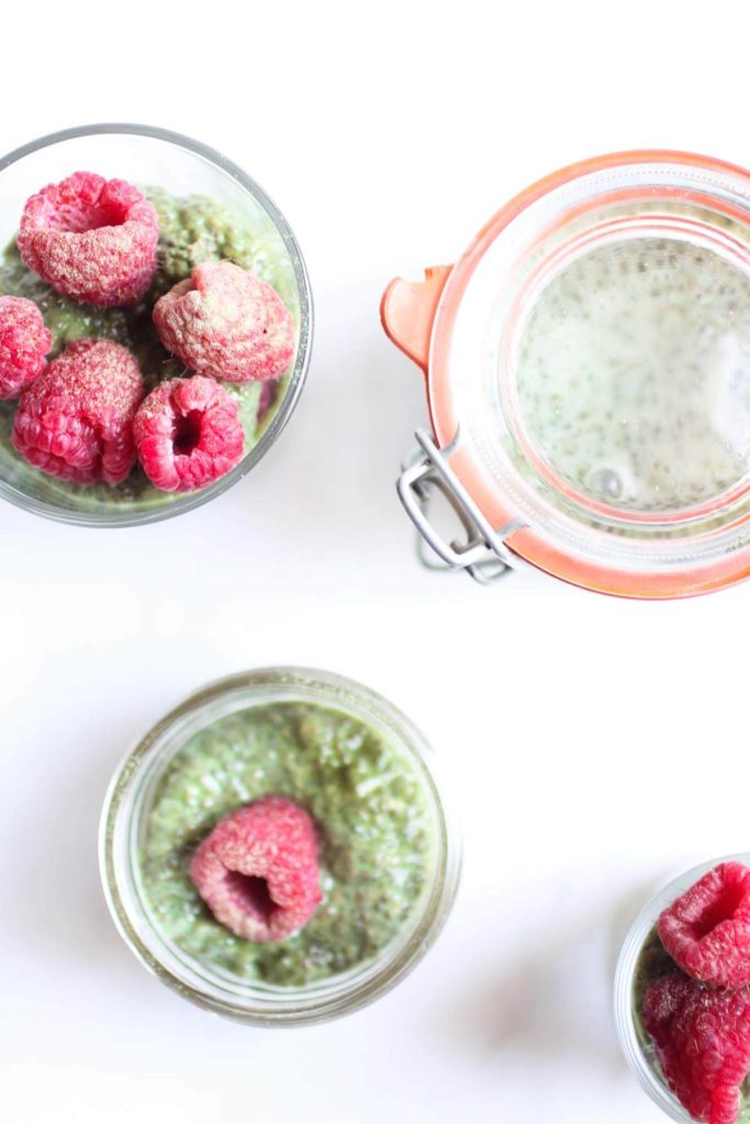 Matcha Chia Seed Pudding, a creamy earthy superfood treat with almond milk, maple syrup, antioxidant rich matcha powder and protein packed chia seeds. The best snack ever! Gluten free, Vegan, Paleo, Whole 30. 