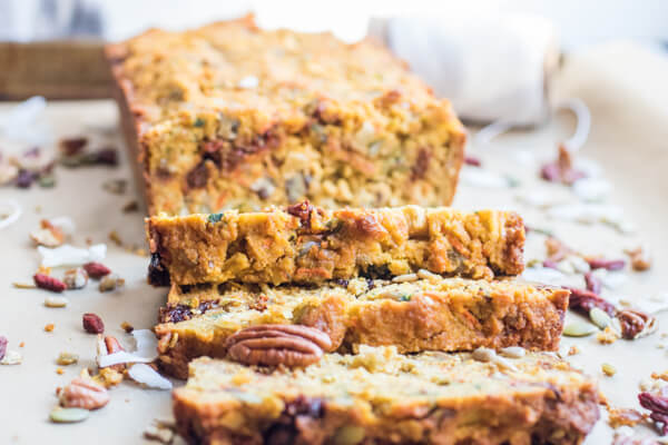 Morning Glory Quick Bread - A paleo breakfast bread loaded with fruits and vegetables, nuts and seeds. So yummy and so good for you! | abraskitchen.com