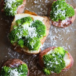 Parmesan Broccoli Loaded Baked Potato. A quick and healthy recipe using only 3 ingredients, broccoli, potato, and parmesan cheese. You can eat it as a side dish or the main event. I LOVE this recipe and have it at least once per week! Gluten free, quick and healthy | abraskitchen.com