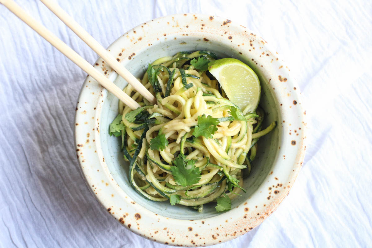 These crazy addictive peanut noodles are so delicious you won't believe they are good for you! Zucchini noodles (zoodles) are the star! Gluten free, vegan, vegetarian. Get full recipe on www.abraskitchen.com