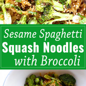 Sesame Spaghetti Squash Noodles with Broccoli, an easy to prepare, crave-able dish that you will make over and over again.