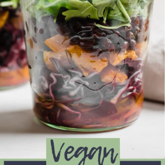 Vegan Black Bean and Butternut Squash Jar Salad with a Lime Sriracha Vinaigrette!