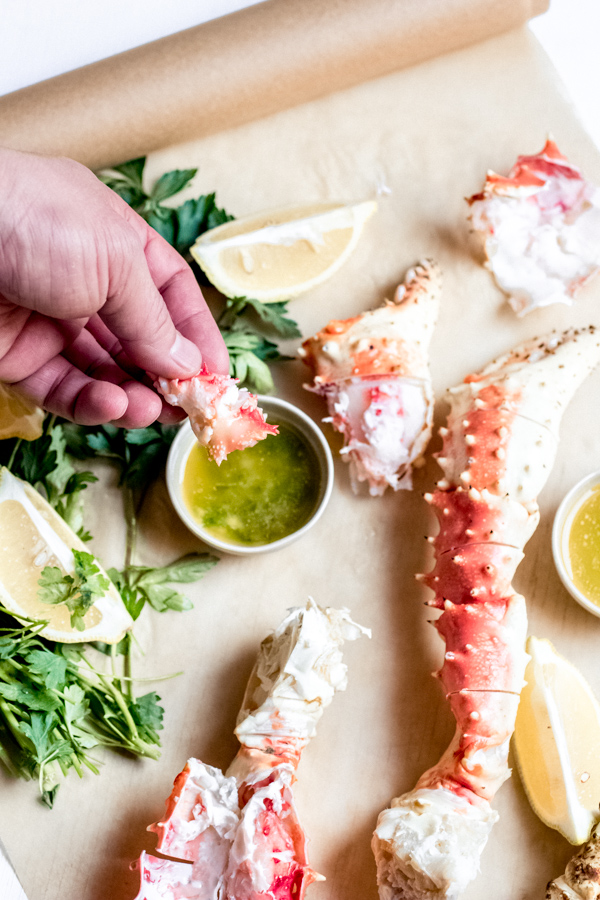 Steamed Crab Legs with Herb Shallot Butter