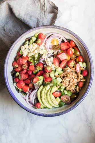 Strawberry Avocado Salad with Crumbled Blue Cheese - Abra's Kitchen