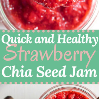 You are not going to believe how easy it is to make this superfood strawberry chia seed jam. Three ingredients, 10 minutes, and you have a super healthy, sweet and luscious homemade jam that is thickened with chia seeds, instead of a boatload of sugar. This is the ultimate quick and easy real food recipe.