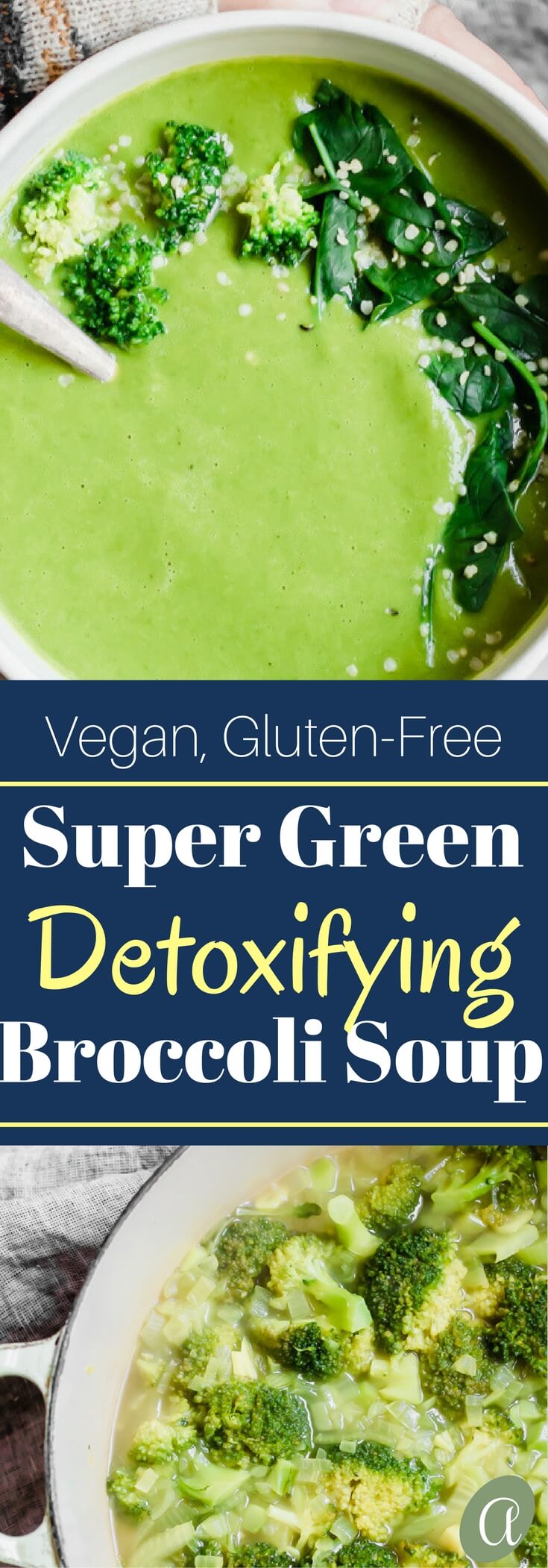 Healthy Detoxifying Creamy Broccoli Soup with spinach and kale. Healthy, satisfying, and nourishing. Paleo, vegan, gluten free, healthy soup!