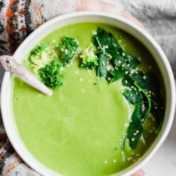 This healthy creamy broccoli soup is quick, easy, and the best bowl of nourishing goodness. Filled with functional ingredients that supply a bounty of vitamins, minerals, and antioxidants. You will feel so good after you eat this soup you may just take flight!