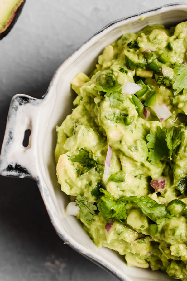 close up of healthy guacamole recipe