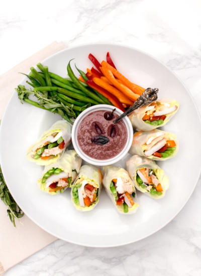 Get ready for the perfect healthy summer dish, Tuna Nicoise Spring Rolls. All the deliciousness of a tuna Nicoise salad wrapped up in a tasty Spring Roll and served with a Dijon-olive dipping sauce. Perfect for a light lunch, or as a refreshing appetizer at your next BBQ.